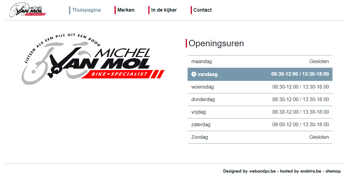 Website example Fietsen van mol